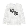 Girls Natural/Black Sequin Heart Spot L/s T Shirt 91537 by Mayoral from Hurleys