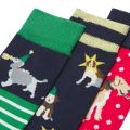 Womens Christmas Dogs Xmas 3 Pack Bamboo Socks 98933 by Joules from Hurleys