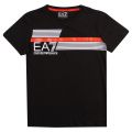 Boys Black Train 7 Lines S/s T Shirt 57352 by EA7 from Hurleys