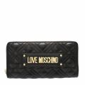 Womens Black Diamond Quilted Zip Around Purse 79547 by Love Moschino from Hurleys