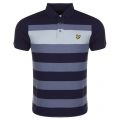 Mens Navy Textured Stripe S/s Polo Shirt 24222 by Lyle & Scott from Hurleys