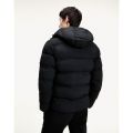 Mens Black Padded Stretch Hooded Jacket 80317 by Tommy Hilfiger from Hurleys