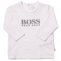 Baby White Basic Branded L/s Tee Shirt