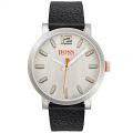 Mens Black & Silver Bilbao Leather Strap Watch 18871 by BOSS from Hurleys