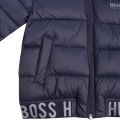 Toddler Navy Branded Tape Padded Hooded Coat 45526 by BOSS from Hurleys