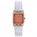 Womens Rose Gold Dial White Leather Strap Watch
