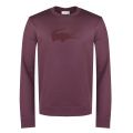 Mens Burgundy Embossed Logo Crew Neck Sweat Top 31034 by Lacoste from Hurleys