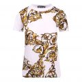 Womens White/Gold Baroque Garland Slim S/s T Shirt 101163 by Versace Jeans Couture from Hurleys