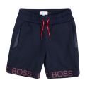 Boys Navy Logo Trim Sweat Shorts