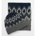 Mens Navy/Grey Elwick Beanie & Scarf Set 97071 by Barbour from Hurleys