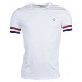 Mens White Striped Cuff S/s Tee Shirt 71433 by Fred Perry from Hurleys