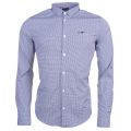 Mens Blue Printed Regular Fit L/s Shirt 69679 by Armani Jeans from Hurleys