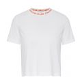 Womens Bright White Neck Logo Straight Crop S/s T Shirt 42904 by Calvin Klein from Hurleys