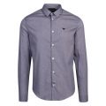 Mens Blue Fine Check L/s Shirt 45709 by Emporio Armani from Hurleys