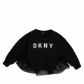 Girls Black Net Frill Detail Sweat Top 75357 by DKNY from Hurleys