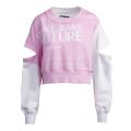 Womens Pink/White Open Arm Branded Short Sweat Top 51190 by Versace Jeans Couture from Hurleys