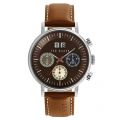 Mens Brown Dial Chrono Leather Strap Watch