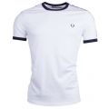 Mens Snow White Taped Ringer S/s T Shirt 14767 by Fred Perry from Hurleys