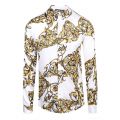 Mens White/Gold Baroque Garland Slim L/s Shirt 100891 by Versace Jeans Couture from Hurleys