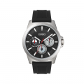 Mens Silver/Black Twist Silicone Watch 78769 by HUGO from Hurleys