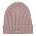 Womens Powder/Grey Pink Rib Hat with Fur Pom 78218 by BKLYN from Hurleys
