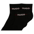 Mens Black 3 Pack Short Rib Logo Socks 107755 by HUGO from Hurleys