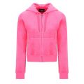 Womens Fluro Pink Robertson Velour Zip Through Hooded Sweat Top 105723 by Juicy Couture from Hurleys