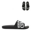 Mens Black Branded Logo Slides 51171 by Versace Jeans Couture from Hurleys