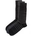 Mens Black 3 Pairs Socks Design Boxed Gift Set