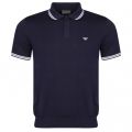 Mens Navy Tipped Knitted S/s Polo Shirt 22329 by Emporio Armani from Hurleys