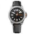 Watches Mens Black Dial New York Leather Strap Watch