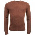 Mens Cappuccino Lambswool Crew Knitted Jumper