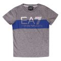 Boys Grey Melange Big Logo Stripe S/s T Shirt 38073 by EA7 Kids from Hurleys