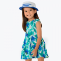 Girls Blue Floral Print Skater Dress 40158 by Mayoral from Hurleys