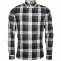 Mens Dark Olive Winter Twill L/s Shirt 12142 by Fred Perry from Hurleys