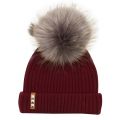 Womens Maroon & Dark Grey Wool Hat With Changeable Fur Pom 15833 by BKLYN from Hurleys