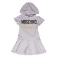 Girls Grey Melange Couture Logo Hood Dress 36129 by Moschino from Hurleys