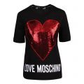 Womens Black Sequin Heart S/s T Shirt 77121 by Love Moschino from Hurleys