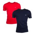Mens Marine & Red 2 Pack Reg Fit Tee Shirts 7041 by Emporio Armani from Hurleys