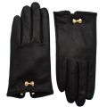 Womens Black Avia Bow Leather Gloves