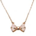 Womens Rose Gold & Baby Pink Edda Bow Pendant Necklace