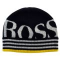 Boys Blue Branded Knitted Hat 65459 by BOSS from Hurleys