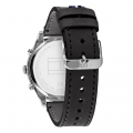 Mens Silver/Black Ashton Leather Watch 79909 by Tommy Hilfiger from Hurleys