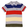 Boys Grey Multi Colourblock Stripe S/s Polo Shirt 38591 by Lacoste from Hurleys