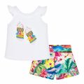 Girls White/Pink Tassel Sandals Tank & Shorts Set 58319 by Mayoral from Hurleys