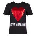 Womens Black Shiny Heart S/s T Shirt 26942 by Love Moschino from Hurleys