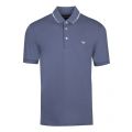Mens Mid Blue Branded Tipped Stretch S/s Polo Shirt 37006 by Emporio Armani from Hurleys