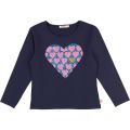 Girls Navy Sequin Heart L/s T Shirt 28467 by Billieblush from Hurleys