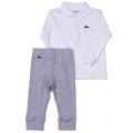 Baby White & Grey L/s Polo Shirt Set (1yr) 63749 by Lacoste from Hurleys