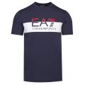 Mens Navy Train Logo Stripe S/s T Shirt 38369 by EA7 from Hurleys